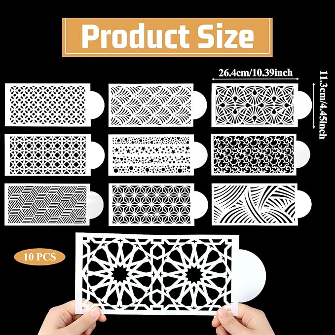 Cake Stencils for Buttercream, 10 PCS Mesh Floral Stencils for Cakes Decorating Supplies DIY Side Baking Stencil Reusable Templates for Fondant Cookie Wedding