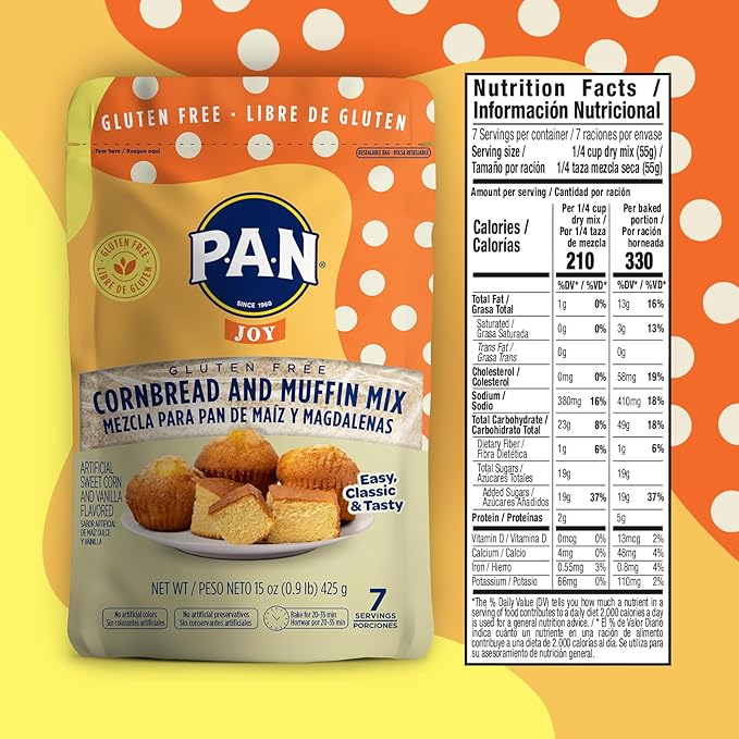 P.A.N Cornbread and Muffin Mix – Gluten Free Baking Mix 0.9 lb. (6 Pack)