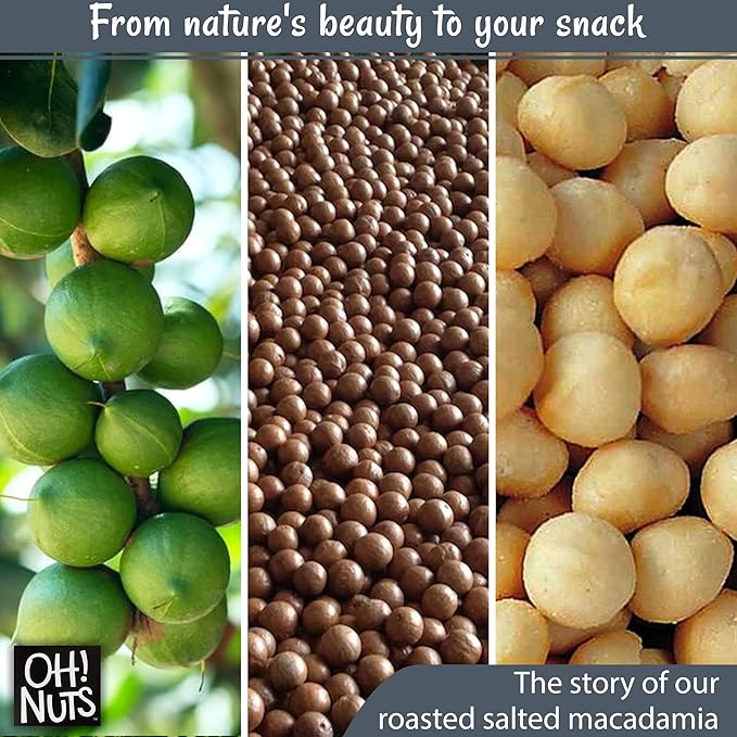 Oh! Nuts Roasted Salted Macadamia - 1 lb - Macadamia Nuts Salted - Premium Roasted Macadamia