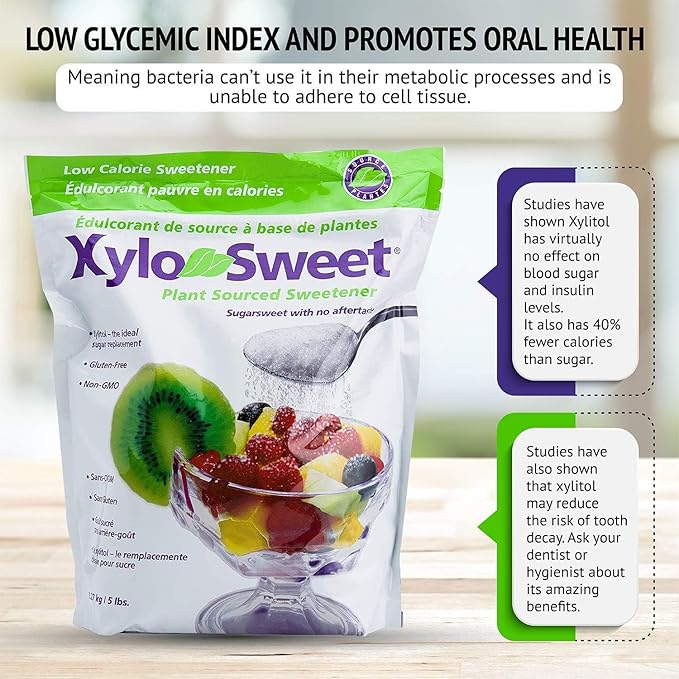 Xlear XyloSweet Plant Sourced Xylitol Sweetener - Pure Natural Sugar Substitute, Granules, Non-GMO, Gluten-Free, 5 Pound Bag (Pack of 2)