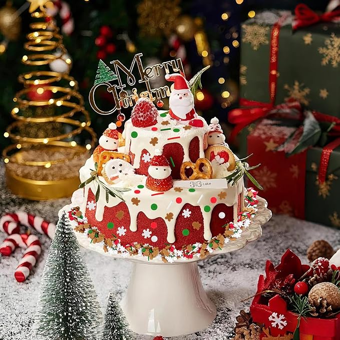 LEBERY Christmas Sprinkles Gingerbread Sprinkle White Winter Snowflake Sprinkle Red Green White Jimmies Edible Christmas Holiday Cake Sprinkles for Baking Ice Cream Cookies Cupcake Topper 8.4 Oz
