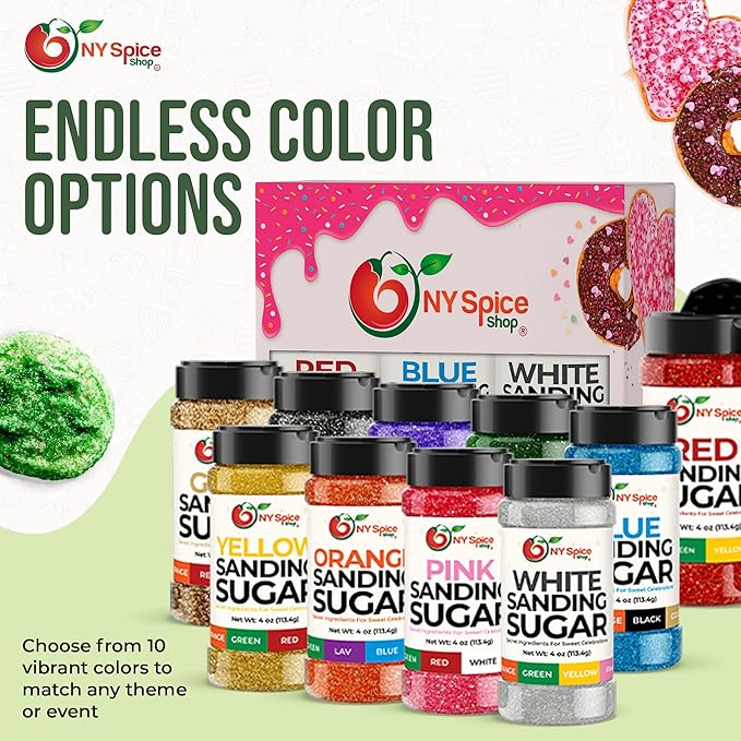 NY Spice Shop Christmas Green Sanding Sugar - 4 Ounce Edible Holiday Sprinkles for Cake Decorating, Cupcakes & Cookies - Festive Baking Decorations for Christmas Desserts, Candy Dishes & Gift Treats