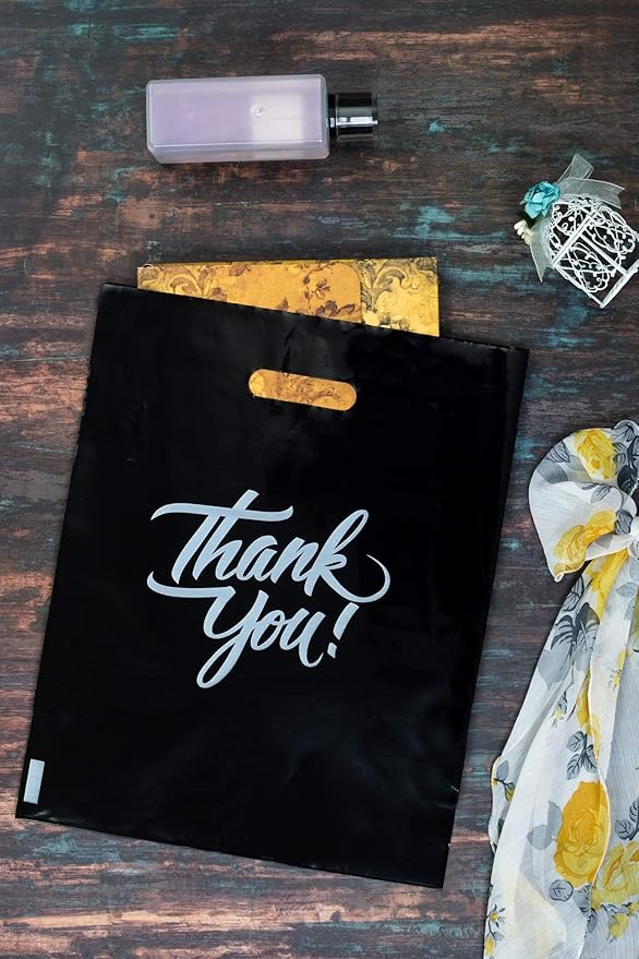 Infinite Pack Thank You Merchandise Bags, Die Cut Handles, Retail Shopping Bags for Boutique - Choose Color & Size
