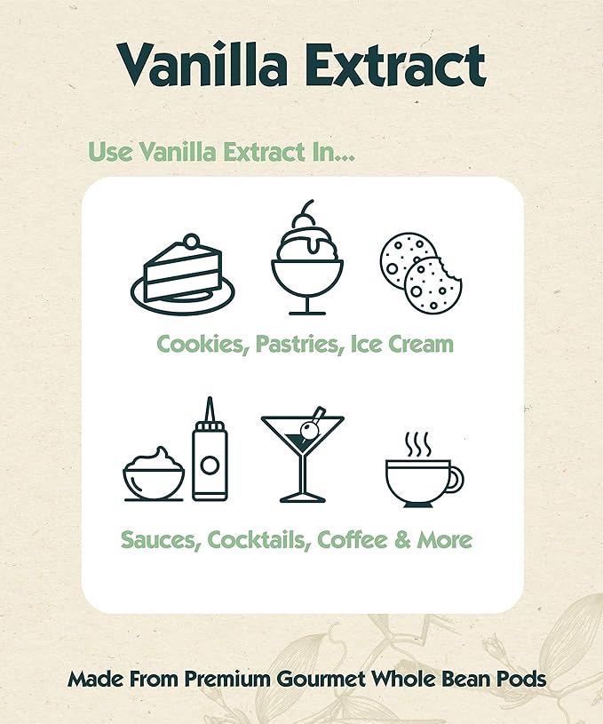 8 oz Pure Vanilla Extract - 100% Real Vanilla Extract - For Cooking, Drinks & Desserts - 100% Vegan, Sugar Free & Kosher - Non-GMO & Gluten-Free - Native Vanilla