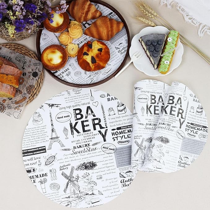 12" x 12" Food Paper Sheets (500 Pack) - Premium Deli Paper Sheets - Greaseproof Liners for Food Boats - Pre Cut Sandwich Wrappers - Food Basket Sheets for Baking, BBQ, Picnic, Festival