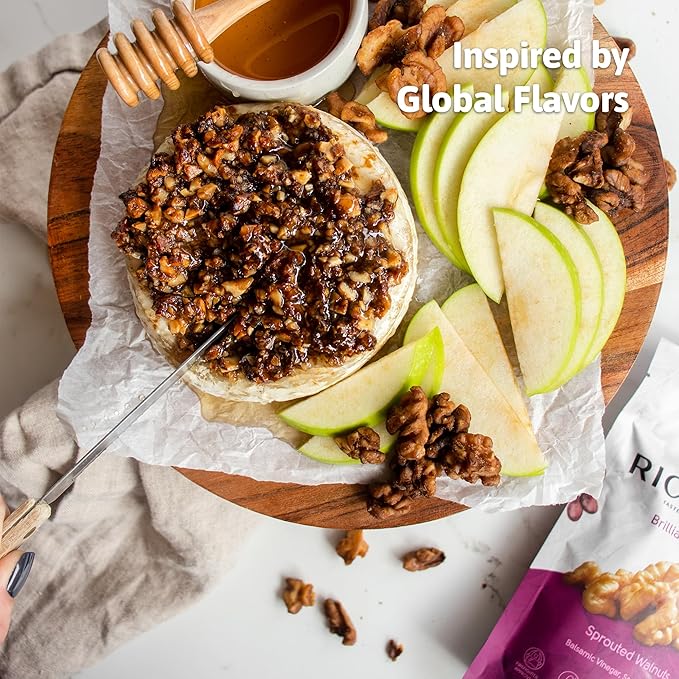Rich Nuts Brilliant Balsamic Gourmet Sprouted Walnuts | Vegan, Paleo, Keto | Balsamic Vinegar, Garlic and Sea Salt | Non-Roasted, Dehyrdated, Germinated, Raw and Whole | 4 Oz Bag (2 Pack)