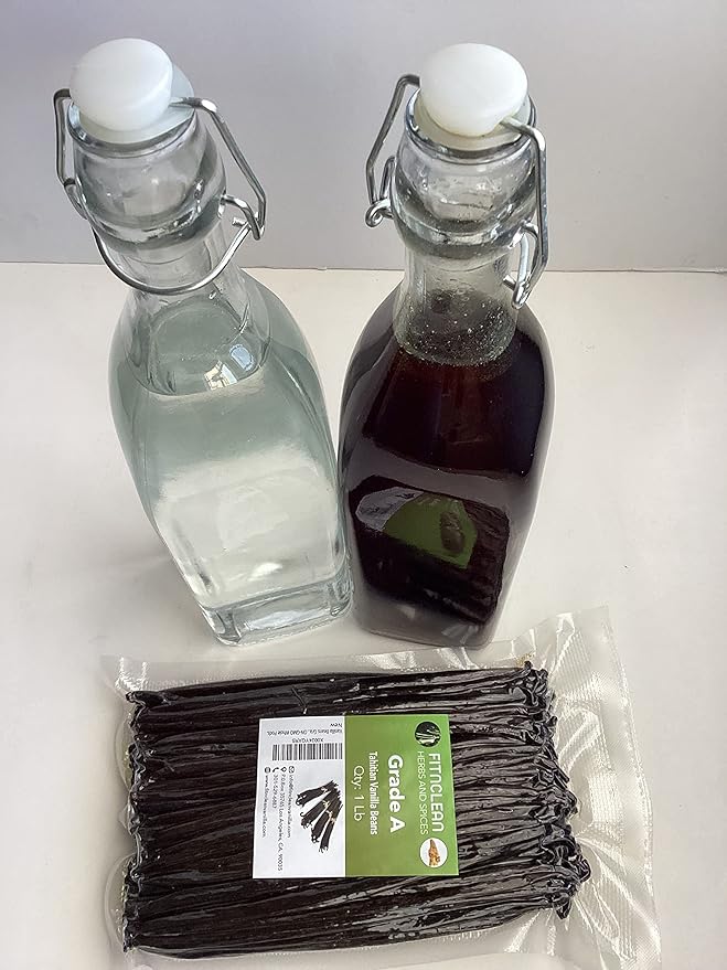 16oz Tahitian Vanilla Beans Grade A. 6"-7" Bulk for Extract, Cooking and Baking by FITNCLEAN VANILLA| 1Lb Fresh Gourment Natural NON-GMO Whole Pods