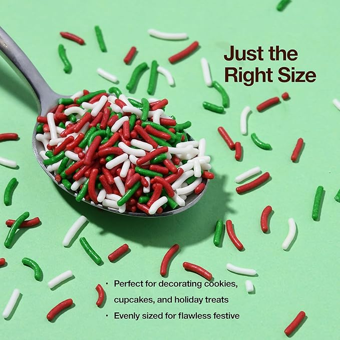 Christmas Sprinkles for Baking – Holiday Sprinkles for Desserts and Christmas Cookie Decorations, 10 Ounce
