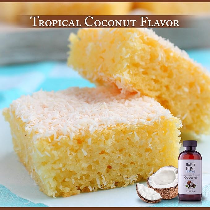 Happy Home Flavoring Imitation Coconut Baking Flavor Emulsion - Certified Kosher, 4 oz.