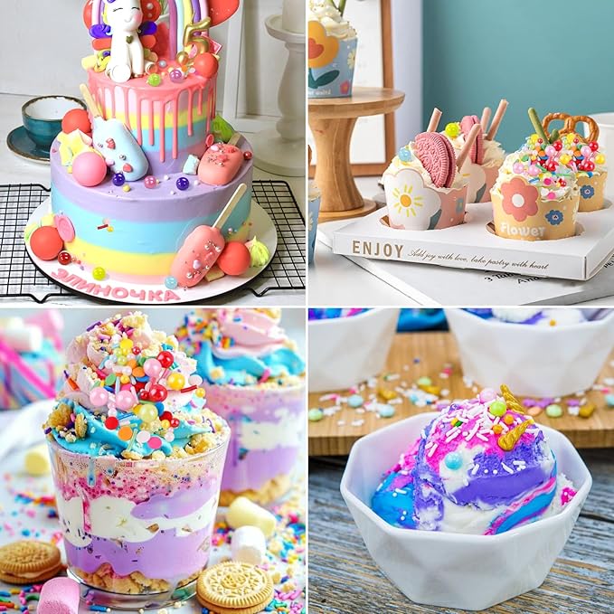 Edible Rainbow Sprinkles Rainbow Pearl Mix Pastel Jimmies Sprinkle White Pink Sugar Pearls for Cake Decorating Sanding Sugar Candy Pearls Ice Cream Toppings Wedding Chirstmas Supplies - 3.5 Oz