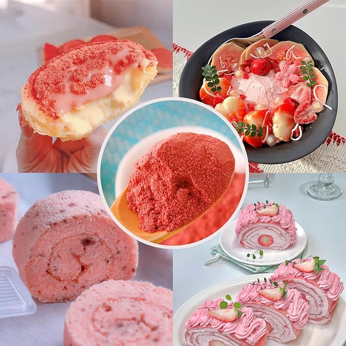 Freeze Dried Strawberries Powder - 1.1 LB | 500g, No Sugar Added | Single Ingredient | Natural Fruit Powder | Family Pack, Strawberry Seasoning for Baking, Smoothies, Drinks