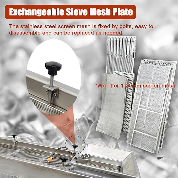 Vibrating Sifter Straight Linear Vibrating Screen Stainless Steel Electric Linear Sifter Machine with 6mm Screen 220V