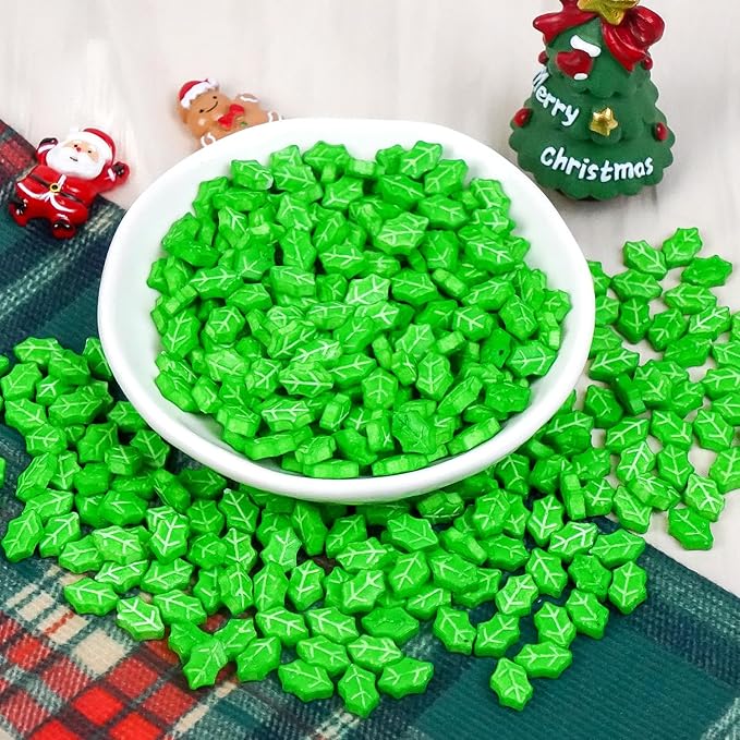 Green Leaf Candy Sprinkles, Christmas sprinkles for Cake Decorating, Edible Sugar Leaf Sprinkles, 150g/5.29oz, Cake Decorations, Baking, Cupcake, cookies Topper, foodgrade