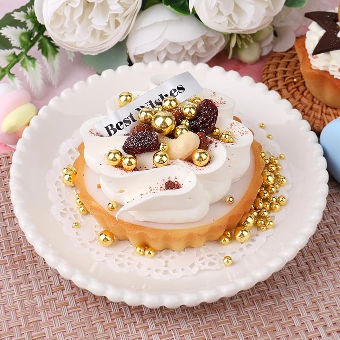 Gold Pearl Sprinkles for Cake Decorating, 4 Sizes Sugar 130g/4.6oz, Cupcake, Ice Cream, Donuts, Macaron Toppings Supplies (2mm, 4mm, 7mm, 1cm)