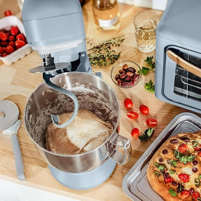 Beautiful 5.3 QT Stand Mixer w/Tilt-Head Design, Stainless Bowl, 300-Watt Power, 12-Speed Control, Includes Beater, Dough Hook, Whisk, Splash Shield (Cornflower Blue)