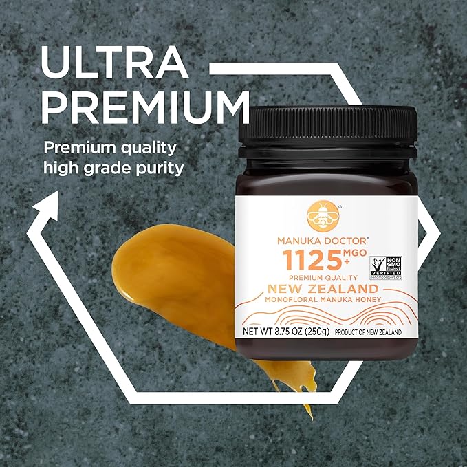 Manuka Doctor - MGO 1125+ Manuka Honey Monofloral, 100% Pure New Zealand Honey. Certified. Guaranteed. Raw. Non-GMO (8.75 oz)