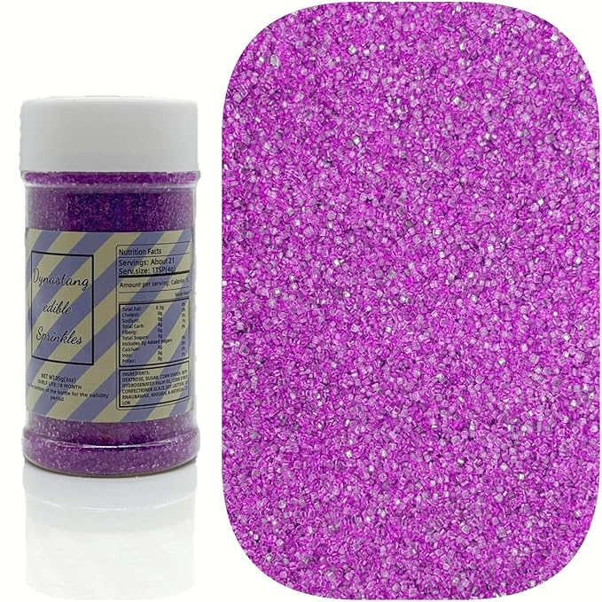 Dynastang Purple Sanding Sugar Sprinkles Edible Sugar Crystals Cake Decoration Cupcake Toppers Cookie Decorating Perfect for Cakes, Cupcakes, Desserts Toppings 3OZ
