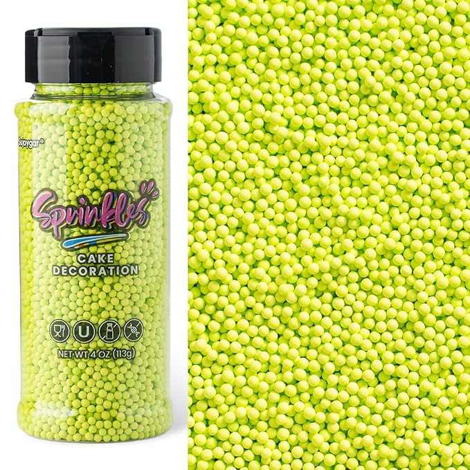 Green Nonpareils Sprinkles, Sujoygar 4oz Edible Cake Sprinkles for Ice Cream Toppings Cupcake Chocolate Decoration, Wedding Party Cookies Baking Dessert Food Supplies