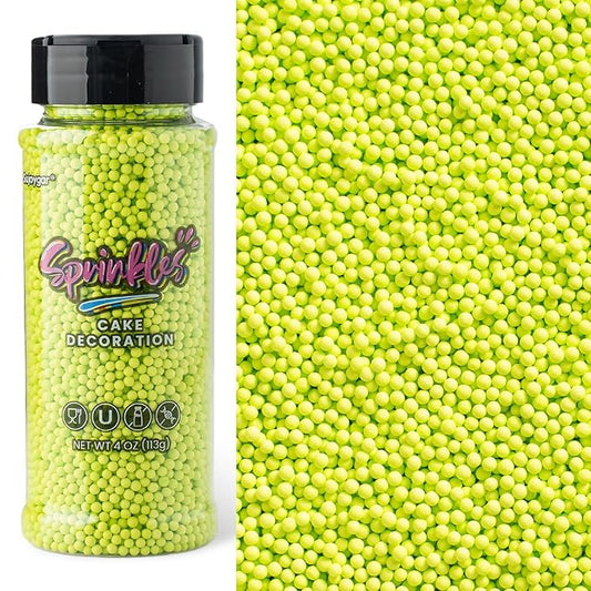 Green Nonpareils Sprinkles, Sujoygar 4oz Edible Cake Sprinkles for Ice Cream Toppings Cupcake Chocolate Decoration, Wedding Party Cookies Baking Dessert Food Supplies