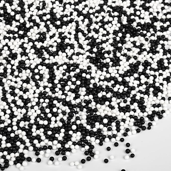 Nonpareils Sprinkles for Cake Decorating, White & Black Sprinkles Perfect for Cupcake Toppers Wedding Party Valentines Halloween Christmas Supplies 3.52 Ounce