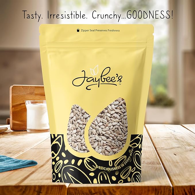 Raw Sunflower Seeds 5 Pounds | Resealable Bag | Hulled Sunflower Kernels | Healthy Snack High in Protein & Healthy Fats | Great for Cooking, Baking, Salad Recipes | Jaybee's