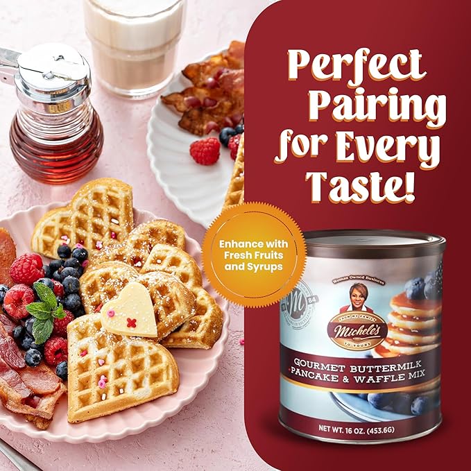 Michele’s Gourmet Buttermilk Waffle and Pancake Mix, 16 oz | Perfect for Mini Pancakes | Just Add Water for Fluffy Pancakes & Waffles | Ideal Gift for Foodies & Breakfast Lovers