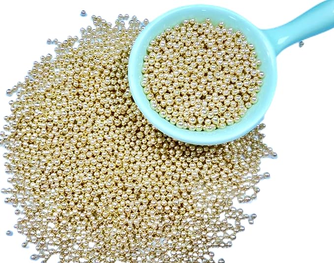 Gevog 2MM Gold Pearls Nonpareils Sprinkles Mixing Edible Cake Cupcake Sprinkles for Wedding Valentines Party Baking Cupcake Cookie Ice Cream Decoration Supplies 110g/ 3.88oz