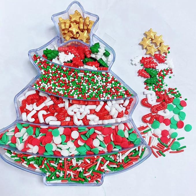 PhilaeEC Christmas Mix Sprinkle Edible for Cake Decoration Red Green White Sprinkle Cake Baking Cookie Cupcake Toppers Decoration Vanlentine Halloween Christmas Supplies
