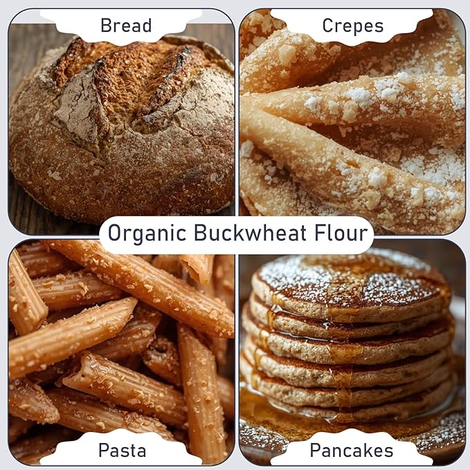 Great River Organic Milling Organic Buckwheat Flour | Gluten Free Flour Alternative | USDA Organic, Non-GMO, Kosher | Ideal for Crepes, Pancakes, Waffles, Baking & More | 5 Lb
