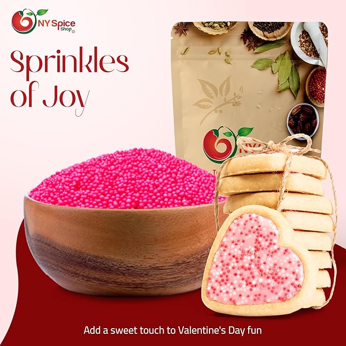 NY Spice Shop Pink Nonpareils Sprinkles - 1 Pound Colorful Sprinkles for Decoration - Non Pareil Sprinkle Treats - Pink Nonpareils Sprinkle for Ice Cream & Cake Decoration