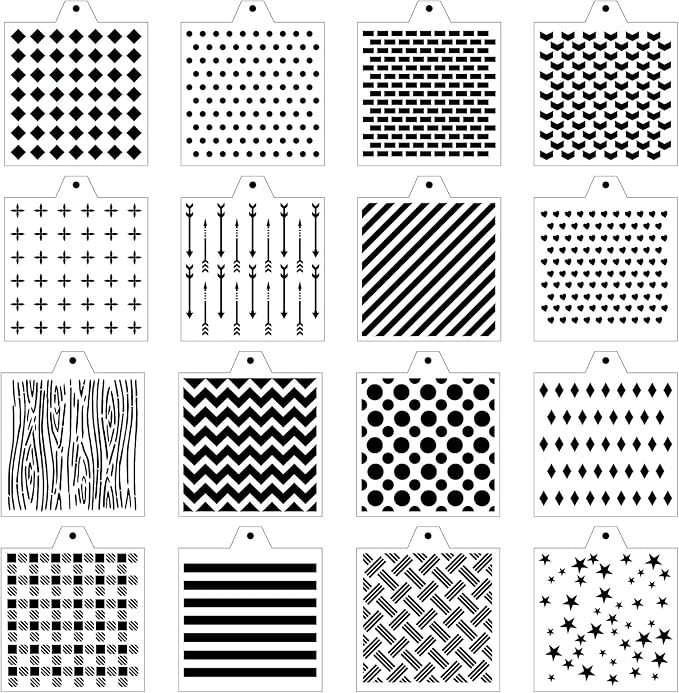 16 Pcs 5.5x5.5in Cookie Stencil DIY Royal Icing Baking Stencils for Royal Icing Cookies, Airbrush Cookies; Sugar Cookie Stencils,Craft Painting, Stencil Genie Stencils (Essential)
