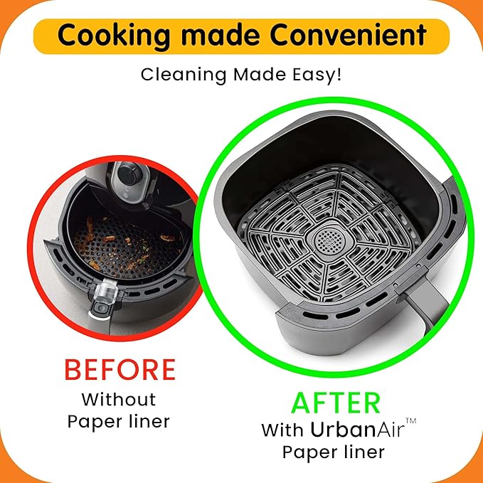 6.5-Inch Square Air Fryer Paper Liners 125pcs for Easy Cleanup - Non-Stick, Heat-Resistant, and Perfect Fit for Hassle-Free Cooking | Bleach-Free Parchment| (6.5 in/16cm 125pcs)