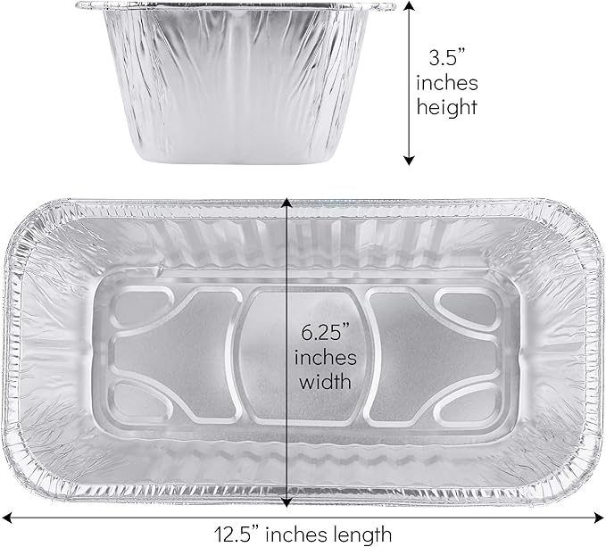 PLASTICPRO [5 Lb 10 Pack Disposable Loaf Pans Aluminum Tin Foil Meal Prep Bakeware - Cookware Perfect for Baking Cakes, Bread, Meatloaf, Lasagna 5 Pound 12.5'' X 6.25'' X 3.5''