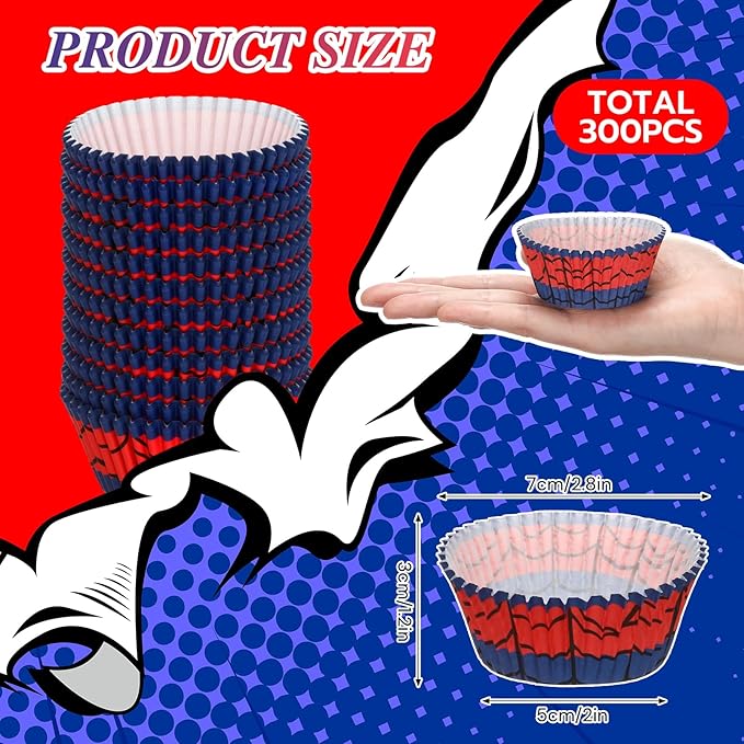 300 Pcs Cupcake Liners Paper Baking Cups Muffin Cupcake Wrappers for Cakes Baking Ice Cream Dessert Cheese Wedding Birthday Party Supplies(Red Blue)
