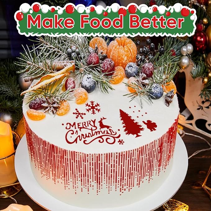 56 Pcs Christmas Stencils for Cookie & Cake Decorating, Reusable Holiday Baking Templates for Royal Icing, Coffee, Cupcake & Dessert Decoration Supplies (Christmas)