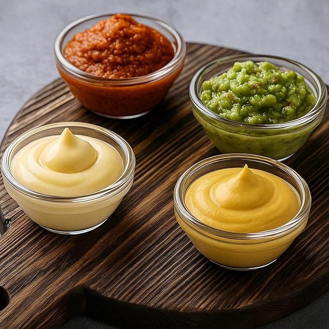 12 Pack Mini Glass Prep Bowls - 2.5OZ Small Ramekins for Condiments, Dipping Sauces, Kitchen Organization