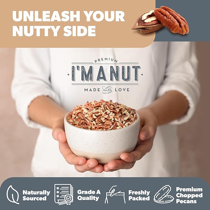 Premium Raw Chopped Pecans 48 oz (3 lb) | American-Grown, Non-GMO | Batch Tested Gluten & Peanut Free | No PPO or Preservatives | Rich Flavor for Snacking & Cooking