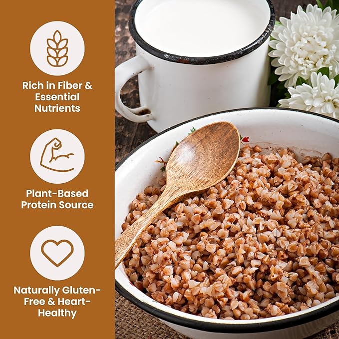 Farmer Bob's Organic Hulled Buckwheat Groats – USDA Organic, Non‑GMO, Farmer‑Direct, Glyphosate‑Free, Gluten‑Free Superfood trigo sarraceno organico Raw Buckwheat Groats 5 lb Storage Bulk Bag