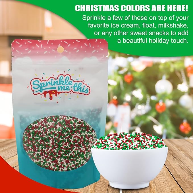 Fancy Christmas Sprinkle Blends - Holiday Sprinkles For Cookie Decorating, Cake Decorating, Baking, Or Hot Chocolate - Christmas Sprinkles Bulk - Christmas Sprinkles For Cookies (Christams Blend Nonpareils)