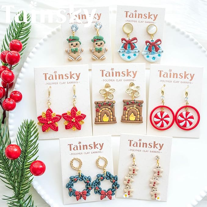 Tainsky Christmas Polymer Clay Cutters, 28 Shapes Winter Clay Cutters for Polymer Clay Jewelry Making