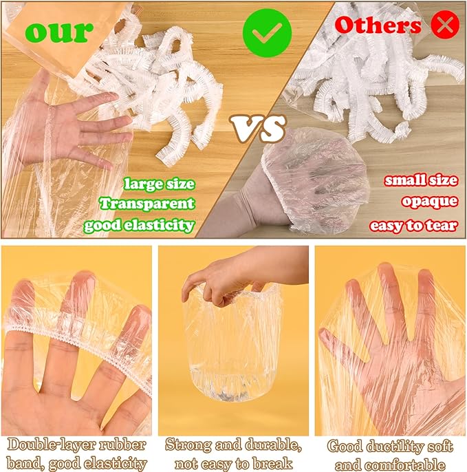Actvty Bowl Covers for Bread Proofing, 100pcs Large Shower Caps for Sourdough Bread, Fits Bowls Up to 13", Stretchable Reusable Plastic Bowl Cover BPA Free Food Grade