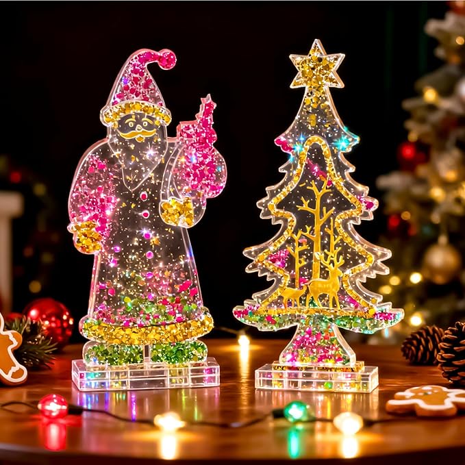 Resiners Christmas Resin Silicone Molds Set,3D Santa,Claus Snowman Christmas Tree DIY Decoration Mold,All-in-One Kit Perfect for Home & Office Desktop Ornaments,Handcrafted Art Displays