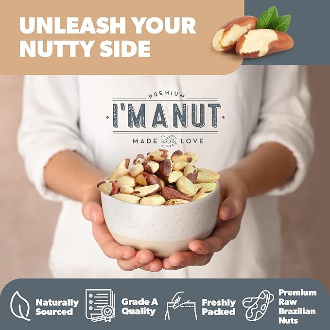 I’m A Nut Brazil Nuts, Broken, 48oz (3 lb) Distinct| Non GMO Batch Tested Gluten & Peanut Free Vegan Keto Friendly Large, Fresh Resealable bag