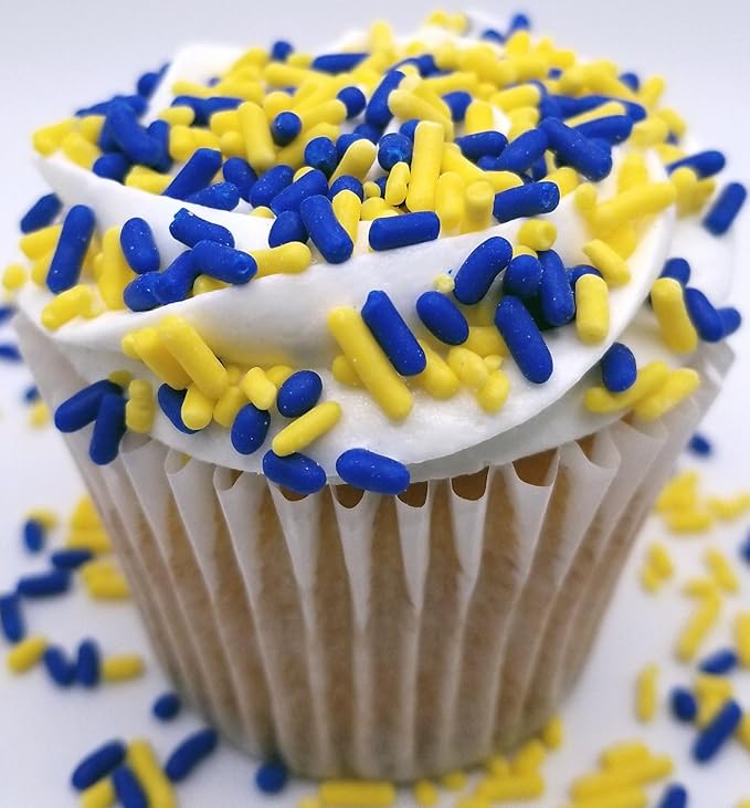 NCS Dark Blue and Yellow Edible Jimmies Sprinkles, 8 ounces