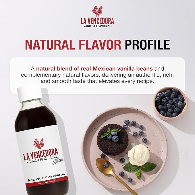 La Vencedora Mexican Vanilla Extract 2 Pack – 8 fl oz Bottles – Traditional Vanilla Flavoring for Baking, Cooking & Desserts – Vegan, Glutten Free, Natural Process, Made in Mexico