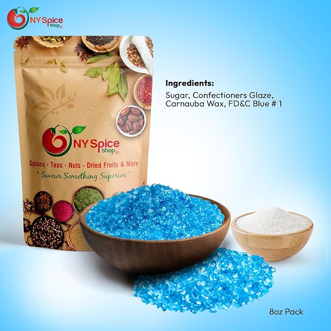 NY Spice Shop Light Blue Sanding Sugar - 1 Pound Sweet Colorful Edible Sprinkles For Candy Dish - Sugar Sprinkles For Cake Decorating Cookies Basket & Dishes