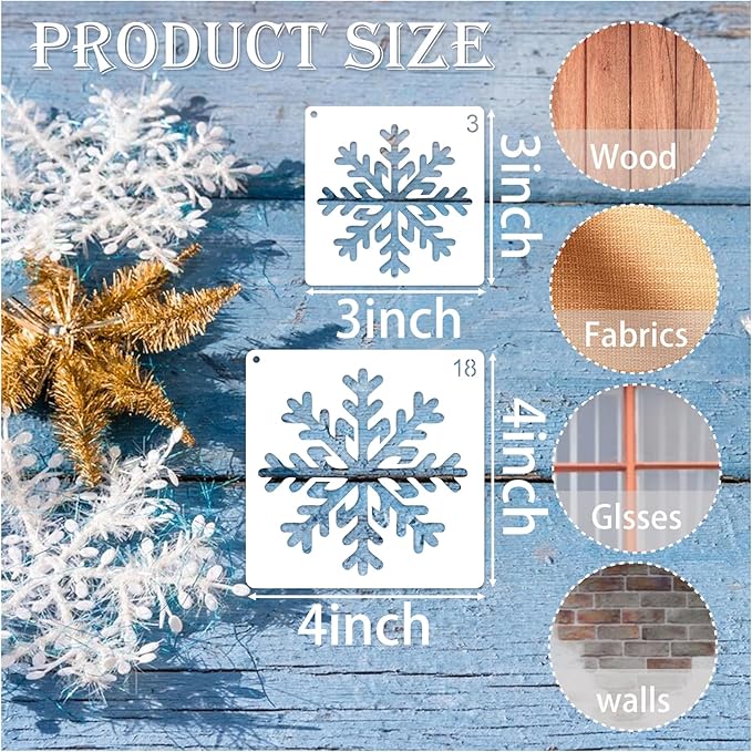 30 Pieces Christmas Snowflake Stencil Reusable Plastic Drawing Painting Stencil Winter Holiday Templates Stencils for Crafts Window Glass Wall Cookies (30 Snowflakes)