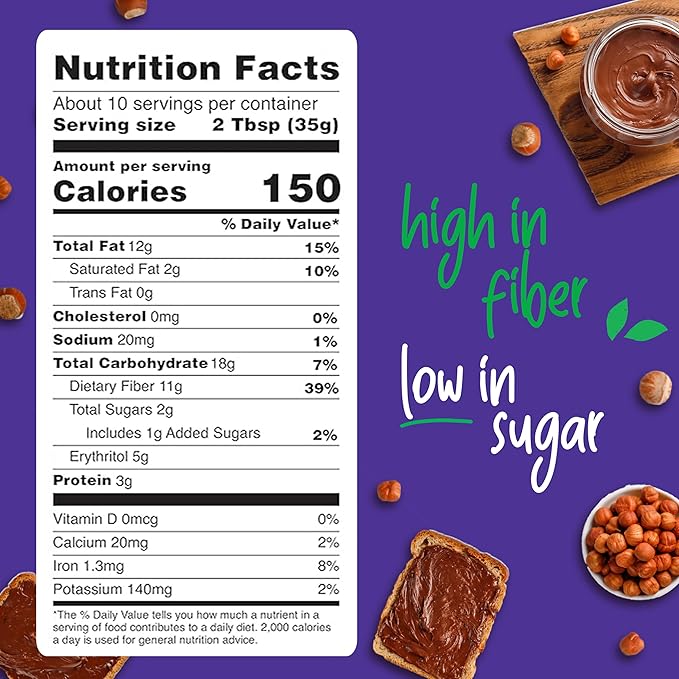 Pyure Keto Hazelnut Chocolate Spread | Sugar-Free, Low Carb, Vegan Nutella Alternative | 2g Net Carbs, Gluten-Free, Peanut-Free, Plant-Based, Non-GMO, Keto Snack, Vegan Sweets | 13 oz Jar