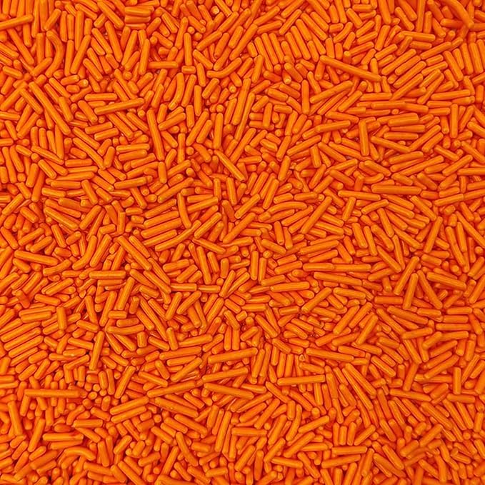 Sentovac Orange Soft Jimmies Sprinkles Edible for Cake Decorating Orange Sprinkles Sugar Candy Cookie Cupcake Topper Ice Cream Baking Decorations Wedding Halloween Christmas Supplies 3.35oz