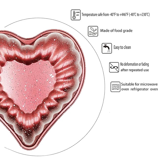 Kundalini Heart Cake Pan Red 10inch Non-Stick Heavy Duty Cake Pan for Christmas Wedding Valentine’s Day Party